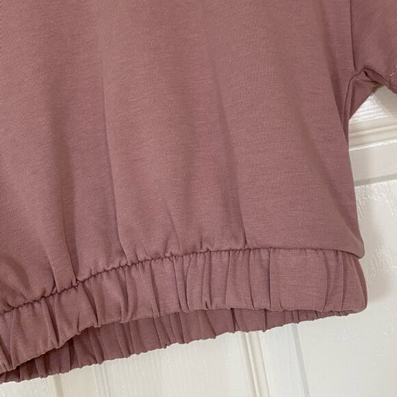 Zara cropped sweatshirt pink blush rose short sleeve small new - Picture 9 of 10